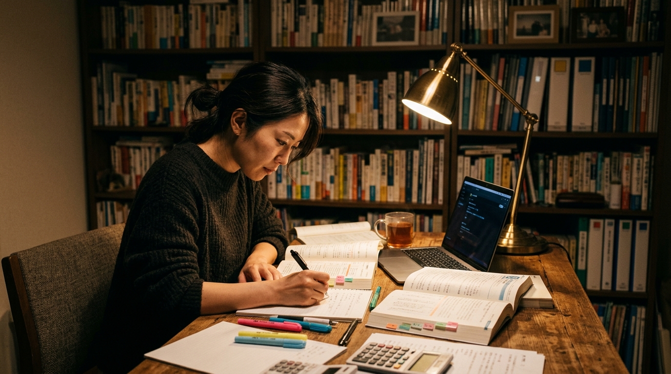 資格勉強に取り組む様子